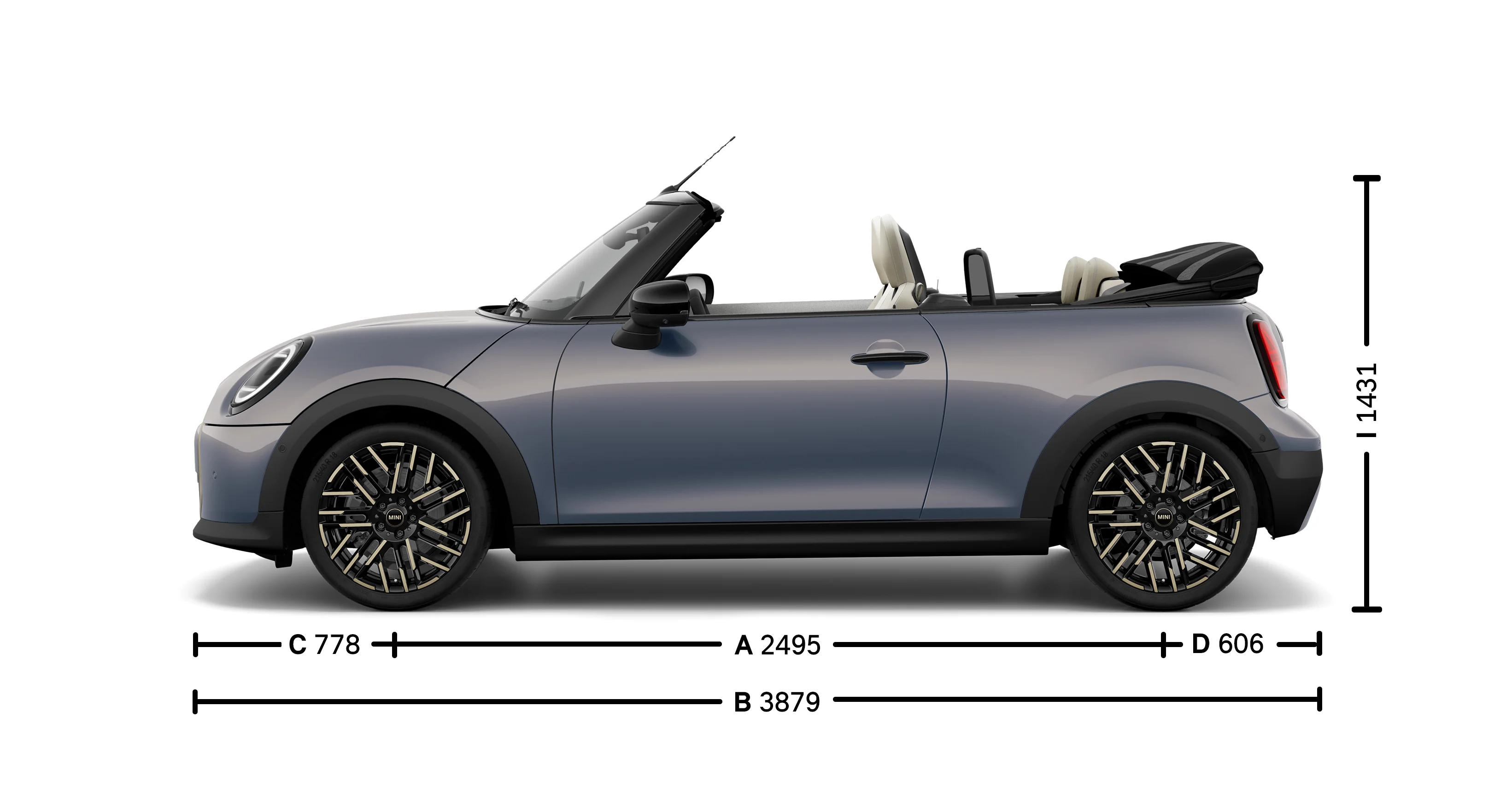 MINI Cooper‏ קבריולה - מידות - תמונת הקדמה